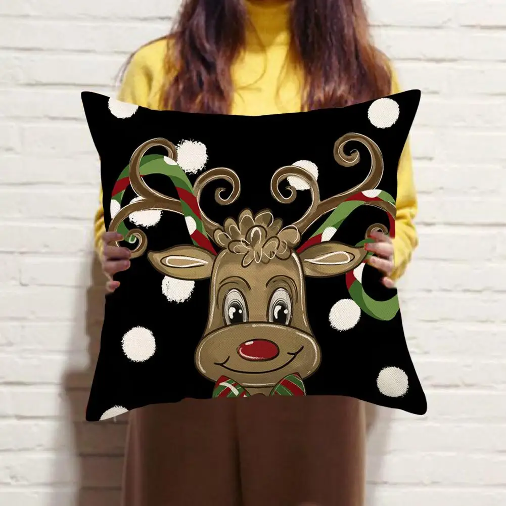

Great Anti-fading Polyester Sofa Car Seat Throw Pillow Cover Xmas-themed Decoration Christmas Pillowcase Cushion Cover