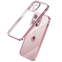 luxury plating square frame case for iphone 11 12 13 pro max mini x xr xs 7 8 6s plus se 3 transparent silicone shockproof cover