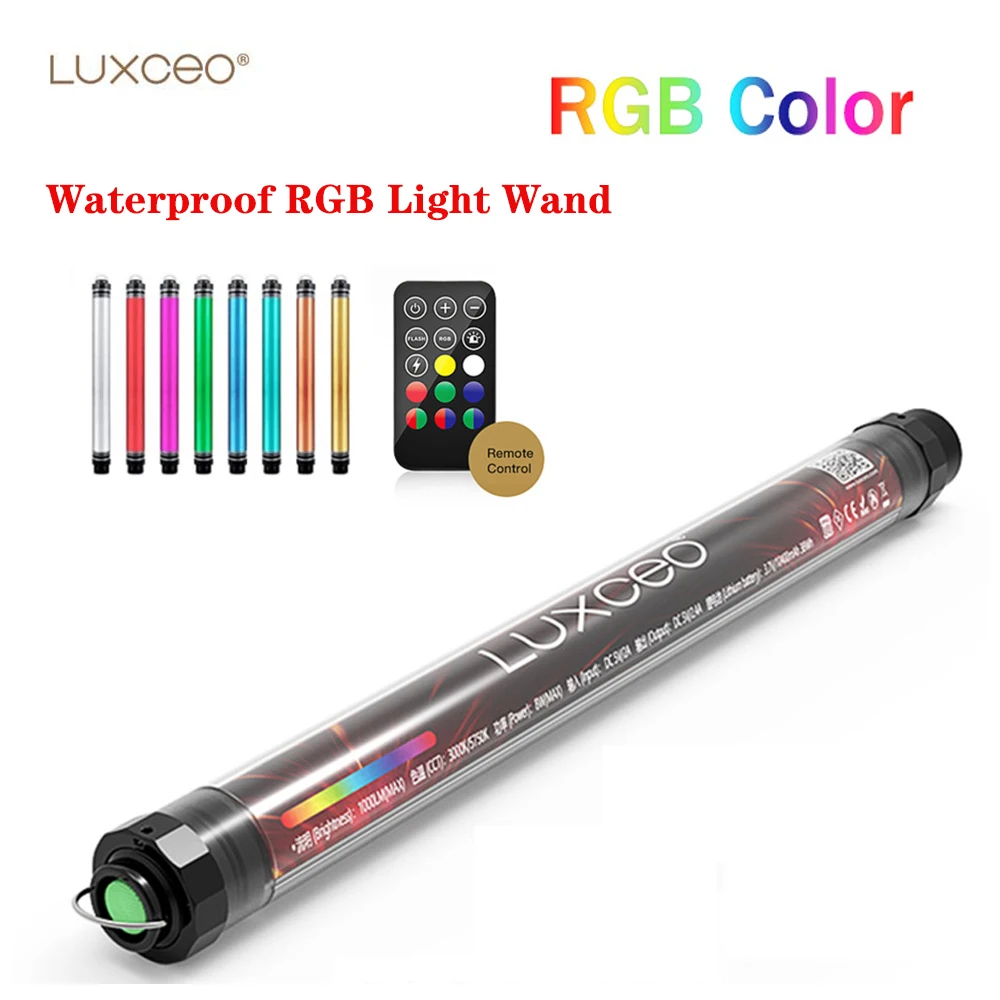 

LUXCEO P7 RGB Pro Водонепроницаемая RGB световая палочка P7RGB ручная подсветка светильник Stick RGB Светодиодная лампа для видеосъемки цветной пульт дистанционного управления