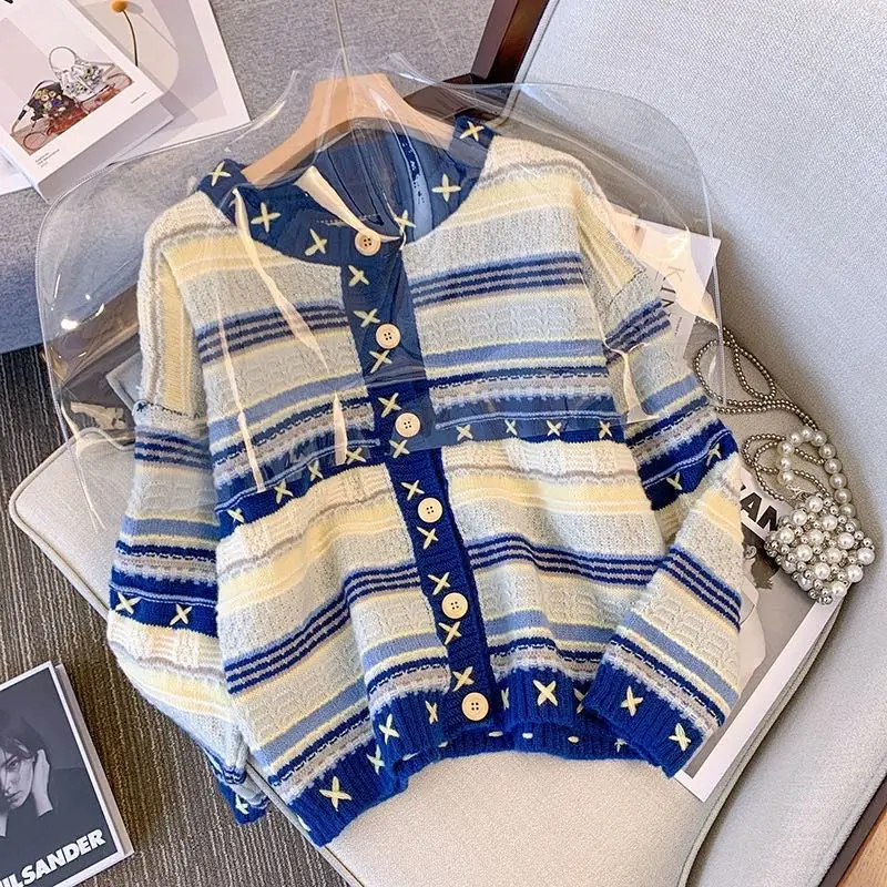 

Minimalist Retro Atmosphere Sweater Jacket Cardigan Women Ins Spring and Autumn New Loose Casual Niche Girl Top Now Clothing