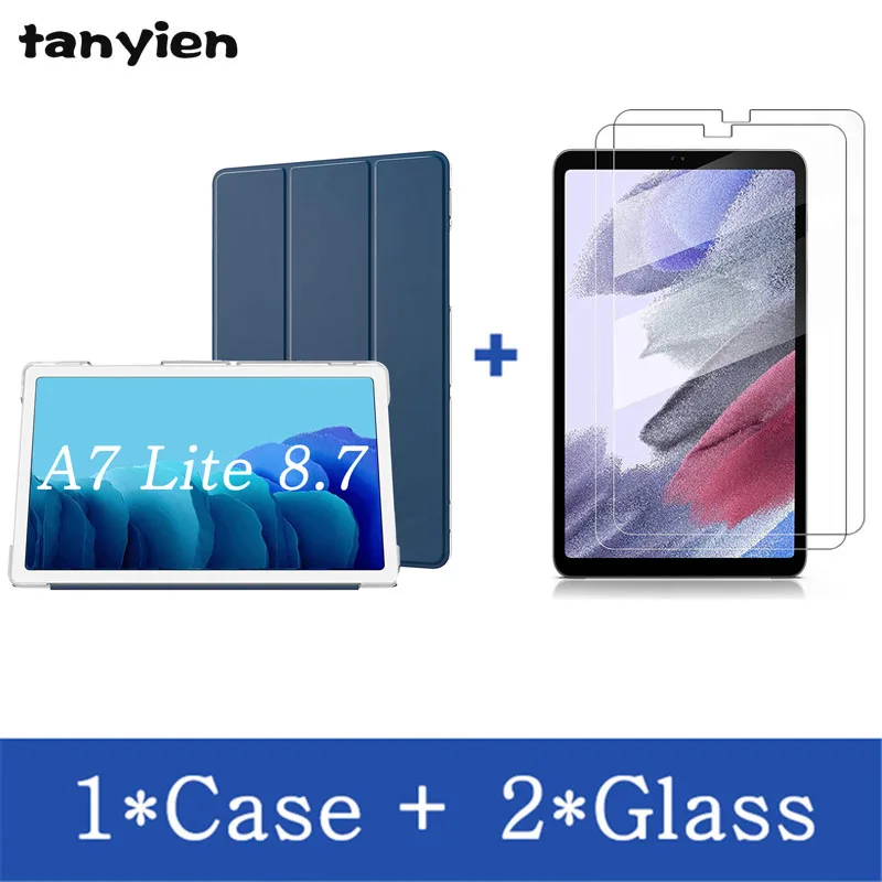 

Чехол для планшета Samsung Galaxy Tab A7 Lite 8,7 2021 дюйма, фотография/T225, T220, T225, тройная подставка, Магнитный смарт-чехол + закаленное стекло
