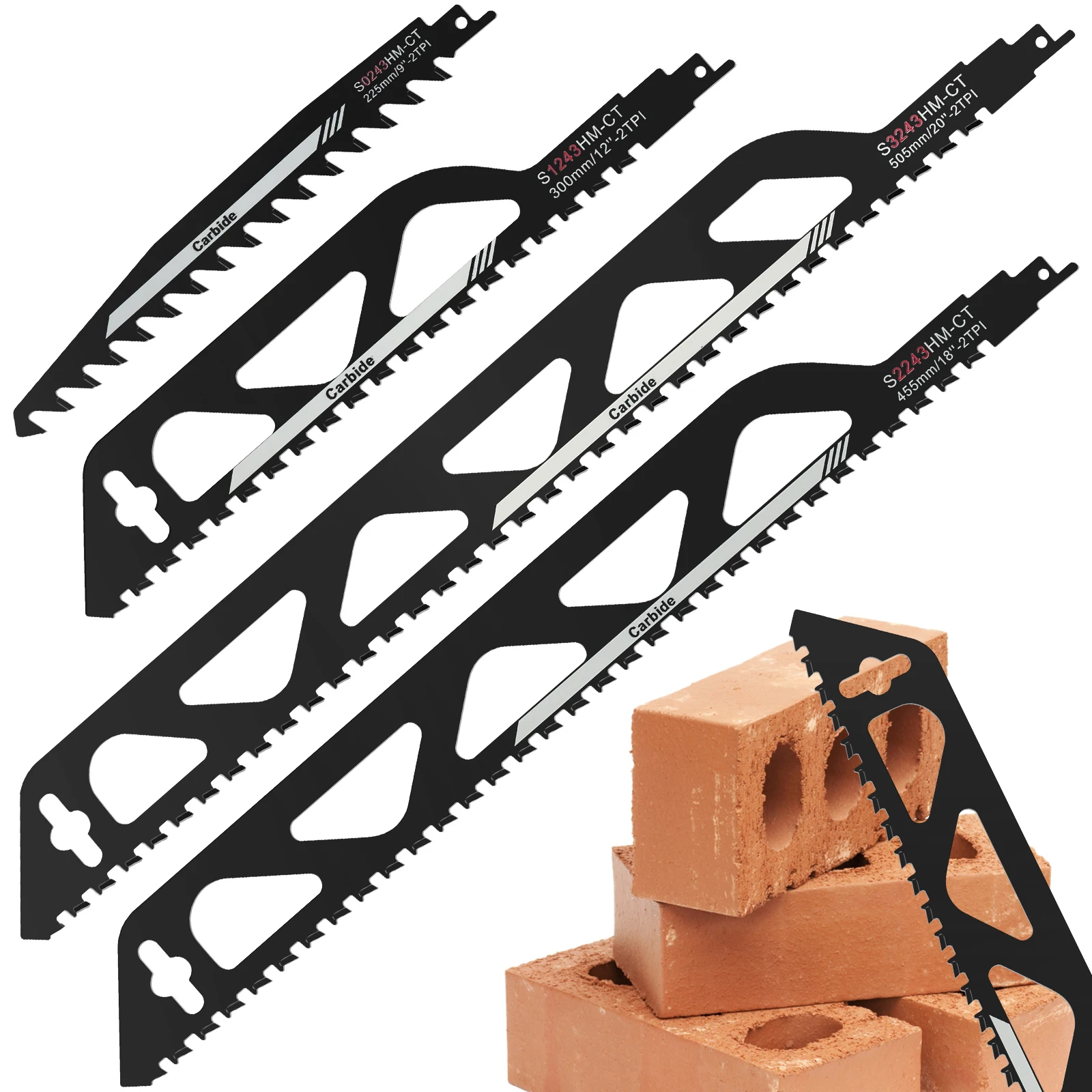 

Набор лезвий для сабельной пилы, комплект из 4 резцов из твердого сплава 9/12/18/20 дюймов, для демонтажа лезвия сабельной пилы, для кирпичной кладки 2TPI