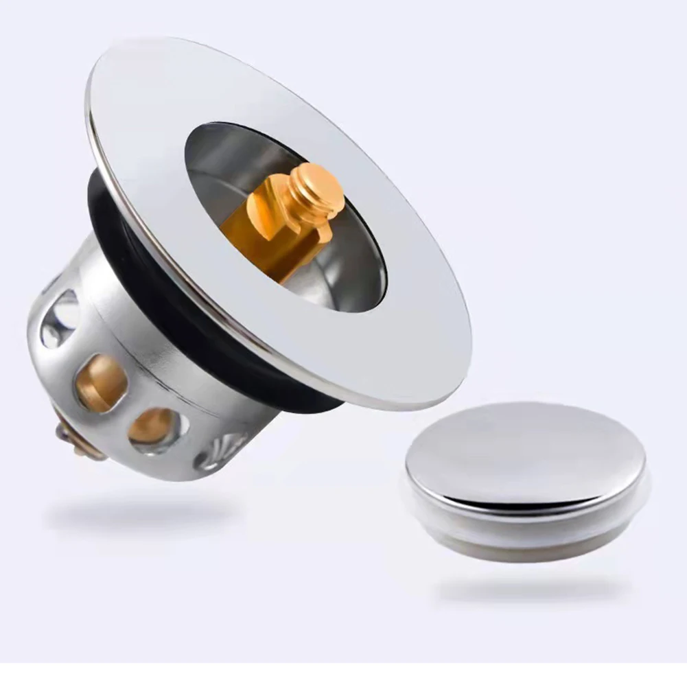 

Universal Stainless Steel Pop-up Drain Filter Bathroom Pop Up Bounce Core Plug Hair Catcher Kitchen Basin Sink Bath Stopper