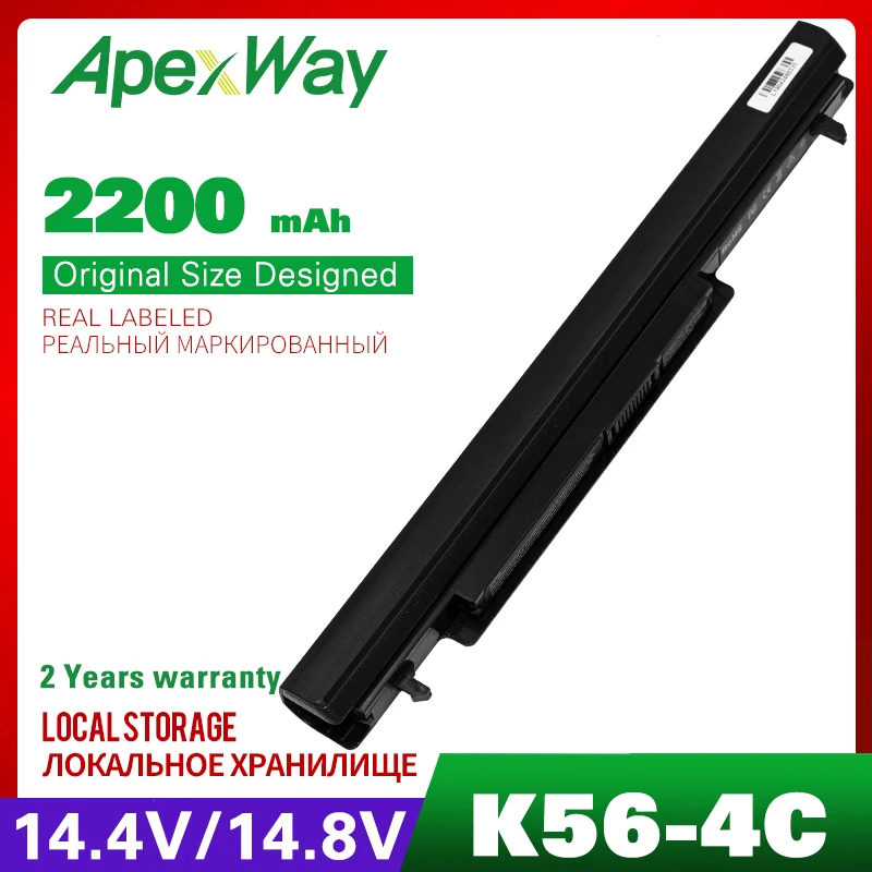 

Apexway 2200mAh A41-K56 Laptop Battery for ASUS K46 K46C K46CA K46CM K56 K56CA K56CM S46C S56C R505CA A32-K56 A42-K56
