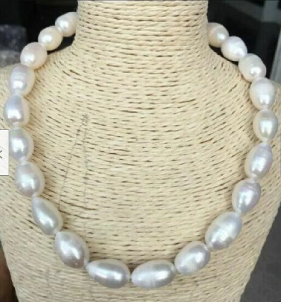 

Huge 12-14mm natral south sea genuine white drop pearl necklace 18inch