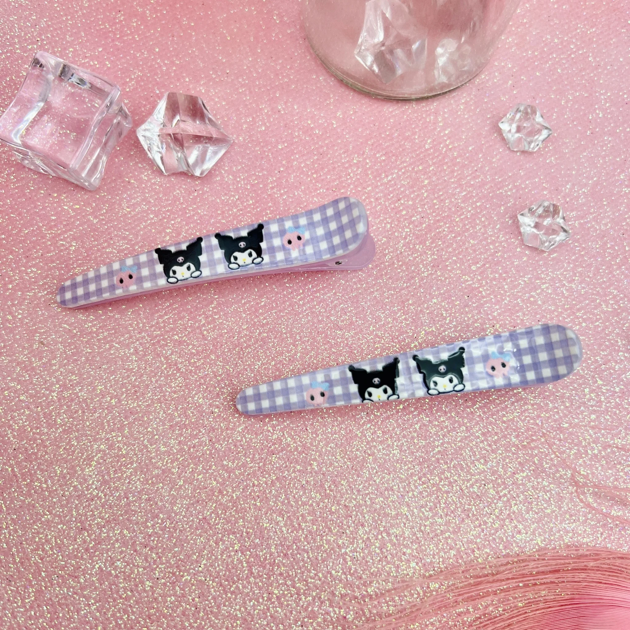 2 Шт. Заколки Для Волос Sanrio Pochacco Kuromi Милые Аксессуары С Украшением В Виде Сердца