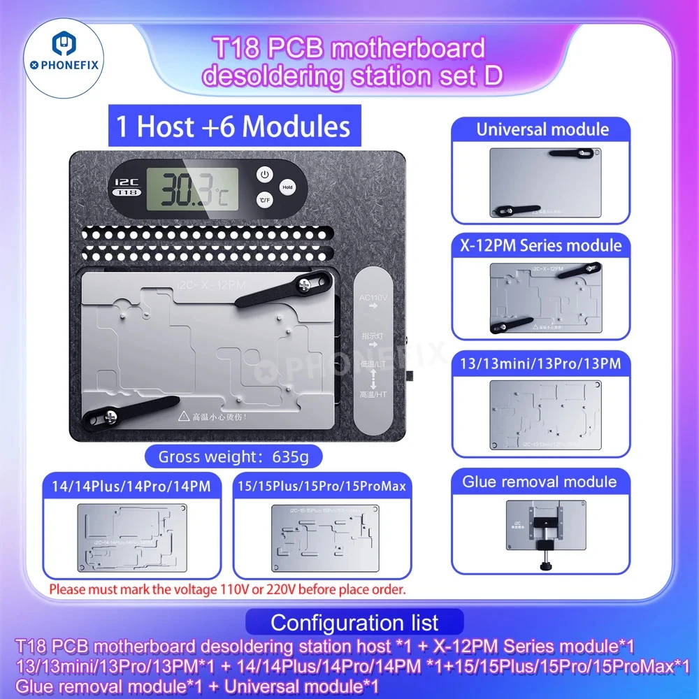 

Многослойная демонтажная станция i2C T18 PCB для быстрого нагрева материнской платы iPhone