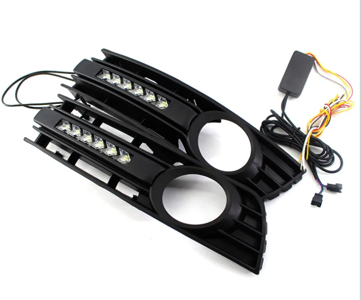 

Динамические дневные ходовые огни, желтая лампа указателя поворота, передняя противотуманная фара, рамка, декоративная решетка DRL Для Audi ...