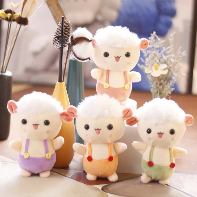 

1PC 14cm Mini Cute backpacks lamb Key chain Small Sheep Pendant Lamb Plush Toy Lamb Bag Pendant Keychain Gift Female