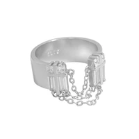435 korean edition ins niche design sense simple cold wind zirconia chain tassel texture s925 sterling silver ring female