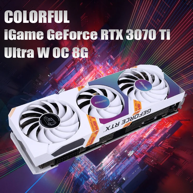 

COLORFUL Igame Geforce RTX 3070 Ti Ultra W OC 8G Graphics Card 8GB GDDR6X 256 Bit 8Nm 19Gbps 1575Mhz 1770Mhz 3DP+HD