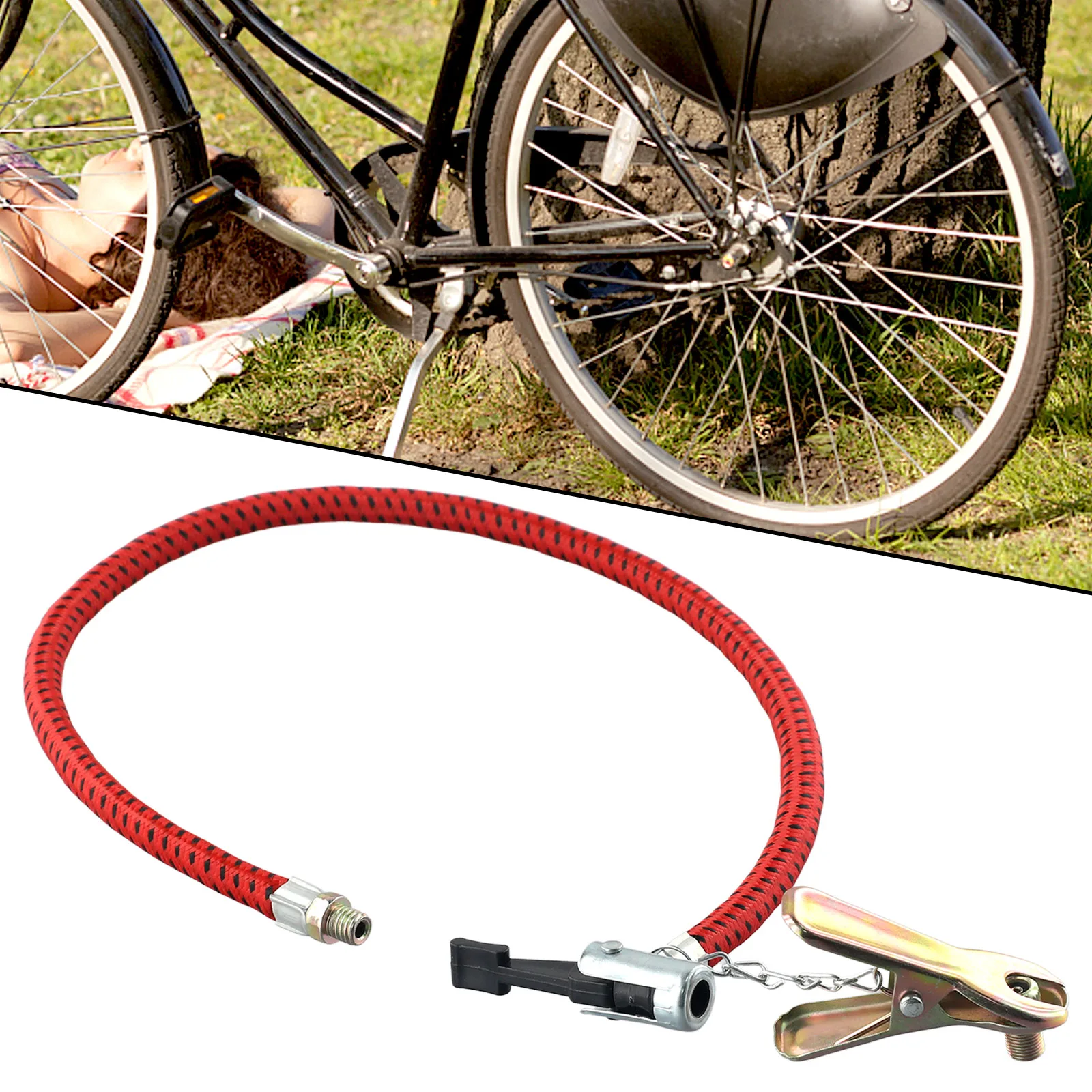 

High Quality Bike Bicycle Inflator Hose Motorcycle Air Pump Tube With Clip UK Nozzle 60cm Strong Hardness Aging Resistance