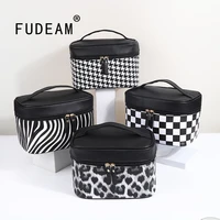 fudeam leather women travel storage bag toiletries organize cosmetic bag portable waterproof makeup bag female wash bag handbag