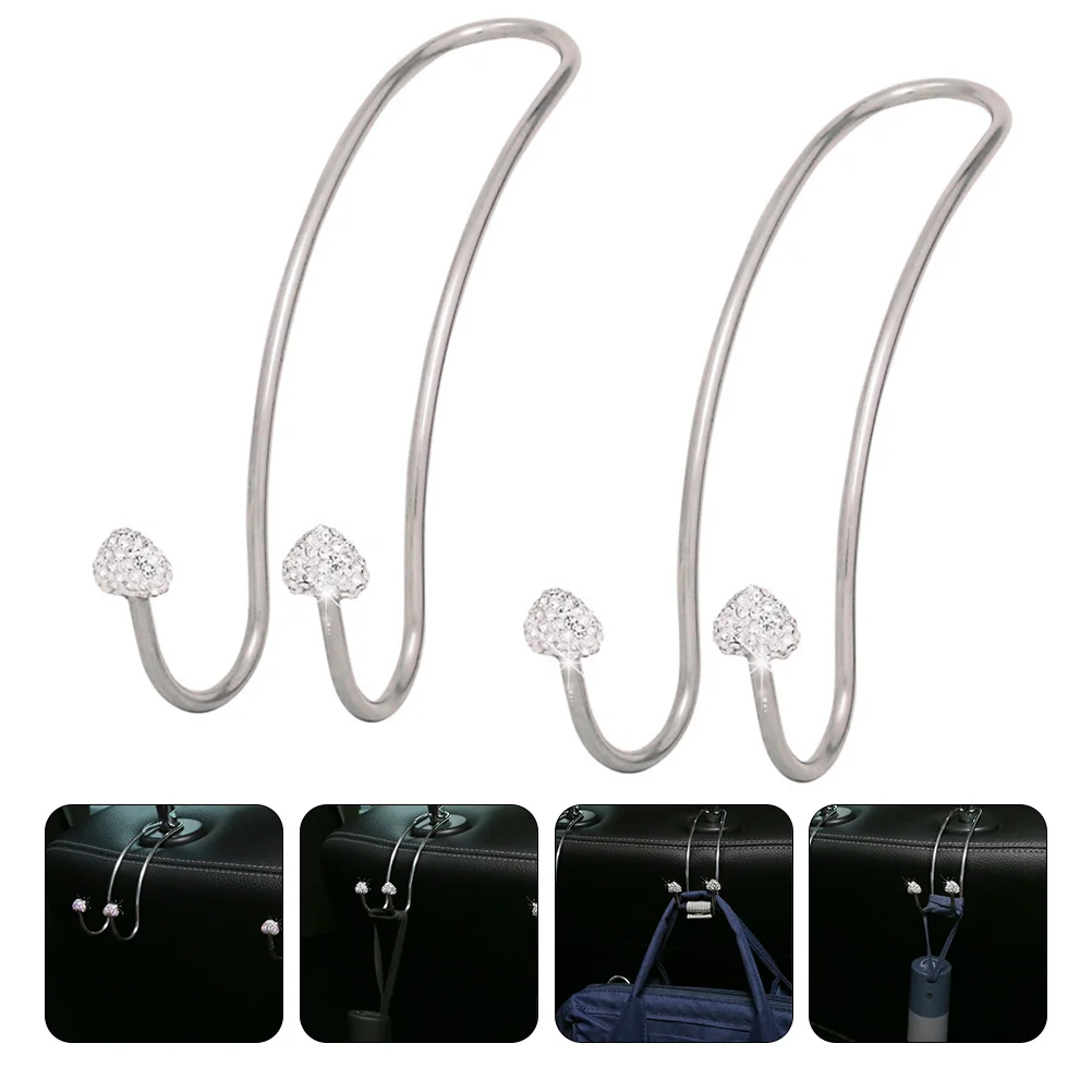 

Car Diamond Hook Lovely Hanger Organizer Back Seat Hangers Multifunctional Headrest White Rhinestones Model