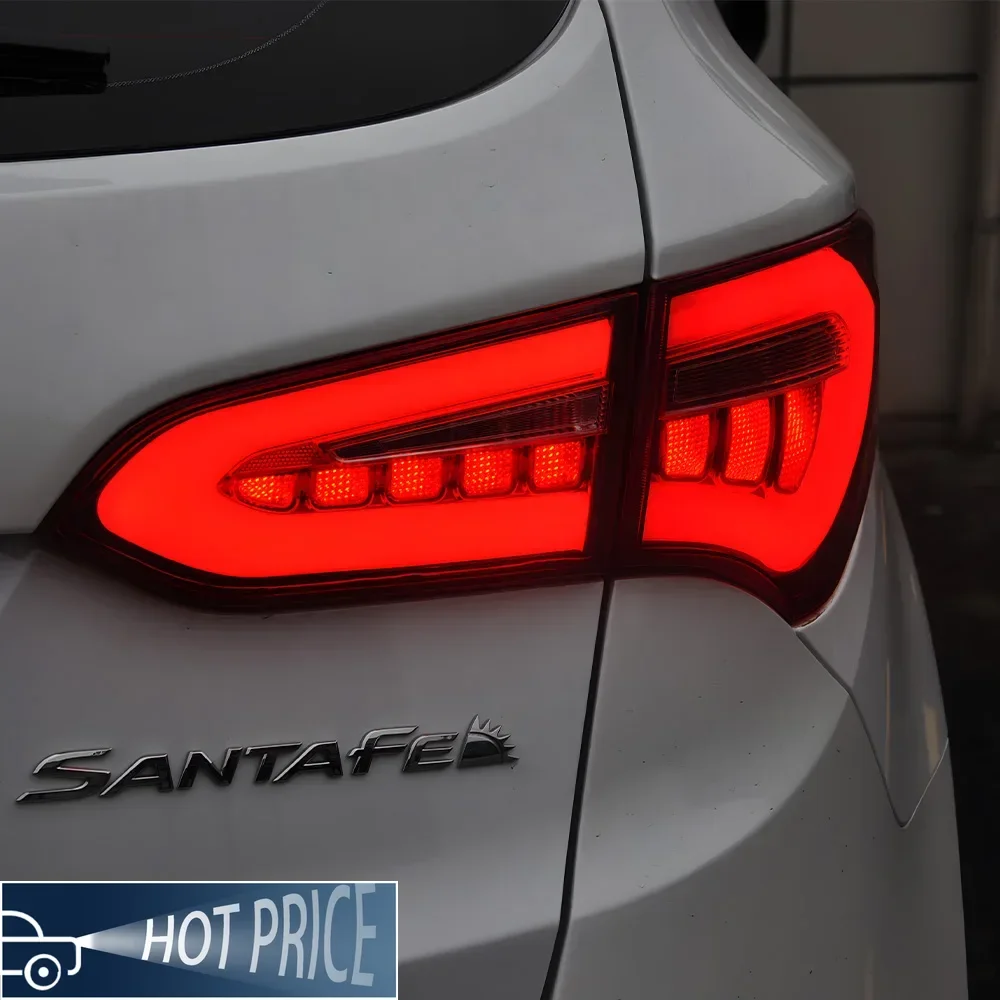Фото Для Hyundai Santafe ix45 2014-2018 светодиодные задние фонари автомобиля в сборе, обновление, мигающий задний фонарь, аксессуары Plug and Play №1