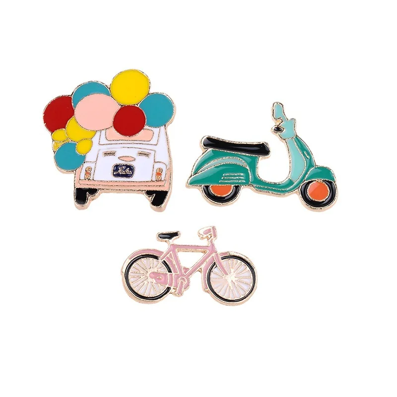 

Cartoon Electric Car Bicycle Metal Brooch Creative Balloon Cars Enamel Pin Backpack Alloy Badge Shirt Jeans Lapel Pin Accessorie