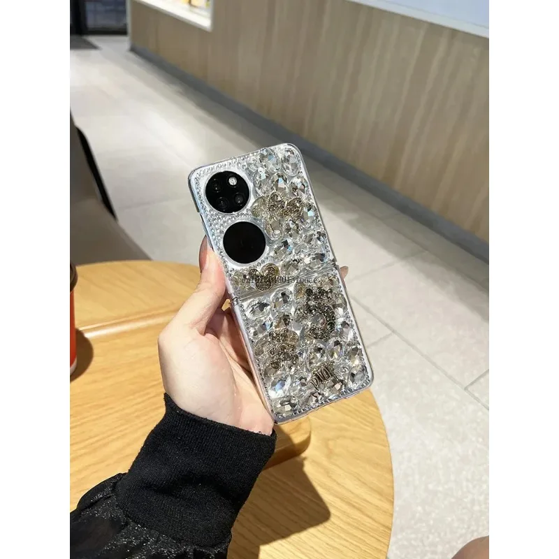 

for Huawei P50pocket phone case full of diamond, artistic and cute pocks,water diamond P50 treasure box protective case