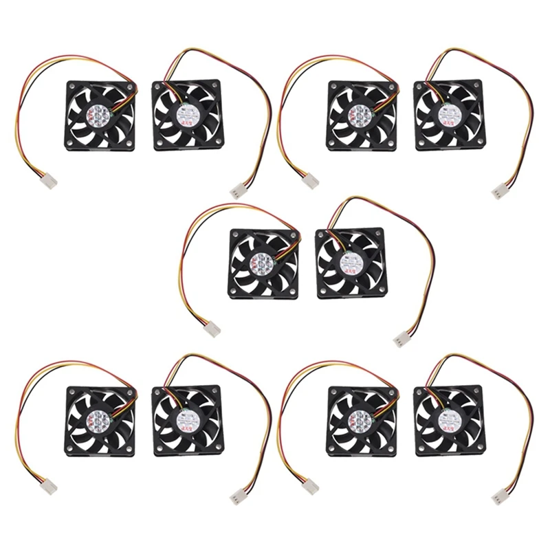 

5Pcs 60Mm 6Cm DC 12V 3 Pin Computer Case CPU Cooler Cooling Fan Black 2 Pcs