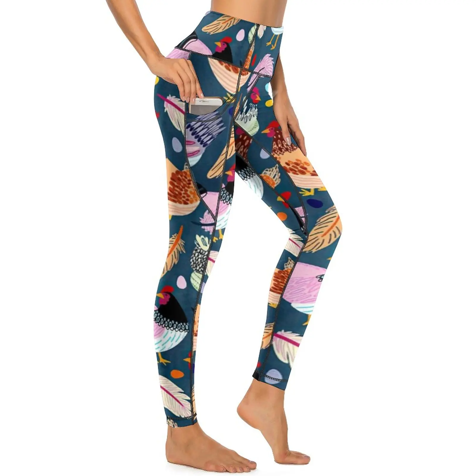 

Colorful Chicken Yoga Pants Sexy Farm Animal Print Custom Leggings High Waist Gym Leggins Lady Breathable Stretch Sports Tights