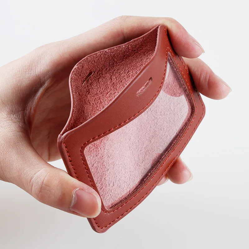 

Кожаный чехол для карт, Двусторонняя прозрачная нагрудная Накладка для карт, нагрудная карточка для шнурка, нагрудная карточка для студент...