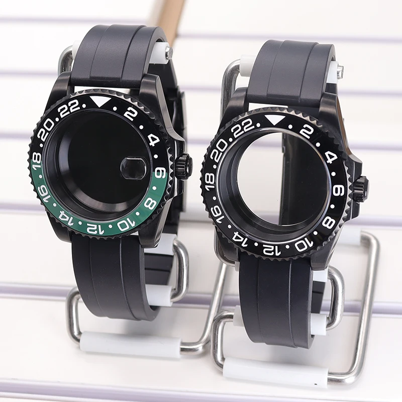 Fenya 40 мм черный корпус часов резиновый ремешок с сапфировым стеклом для Seiko Nh35 Nh36