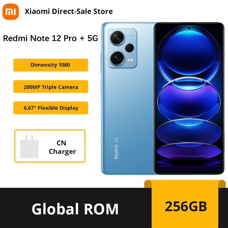

Global ROM Xiaomi Redmi Note 12 Pro Plus 5G 200MP Triple Camera Mobile Phone MTK Dimensity 1080 120W Charge 5000mAh 12 Pro+ 5G