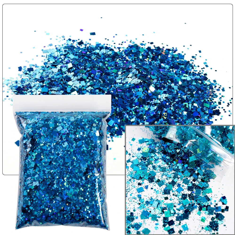

50G Mix Size Square Laser Sequins Glitter DIY Mix Glitter Powder for Girls Women Holographic Nail Art Supplies Flakes Decoration