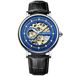 KIMSDUN Real Mechanical Watch Men Watches for Man Corium Strap Automatic Men Wristwatch Luminous Lux