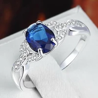 new oval sapphire ring inlaid with zircon jewelry manufacturers wholesale and retail