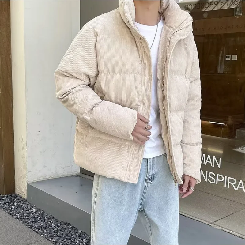 2022 Winter Thicken Corduroy Puffer Parkas Men Loose Casual Jackets Hiphop Overcoat Streetwear Social Parka Jackets Men Clothing