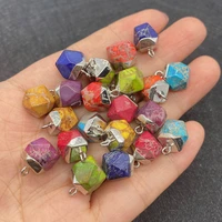 aura natural stone polygonal small pendant 9x13mm diy earring necklace accessories for men and women charm jewelry
