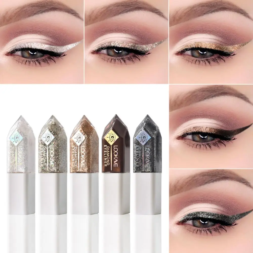 

Diamond Glitter Liquid Eyeliner Pearlescent Sequins Waterproof Shimmer Liquid Eyeliner Pen Fine Brush Eye Liner Makeup Cosmetics
