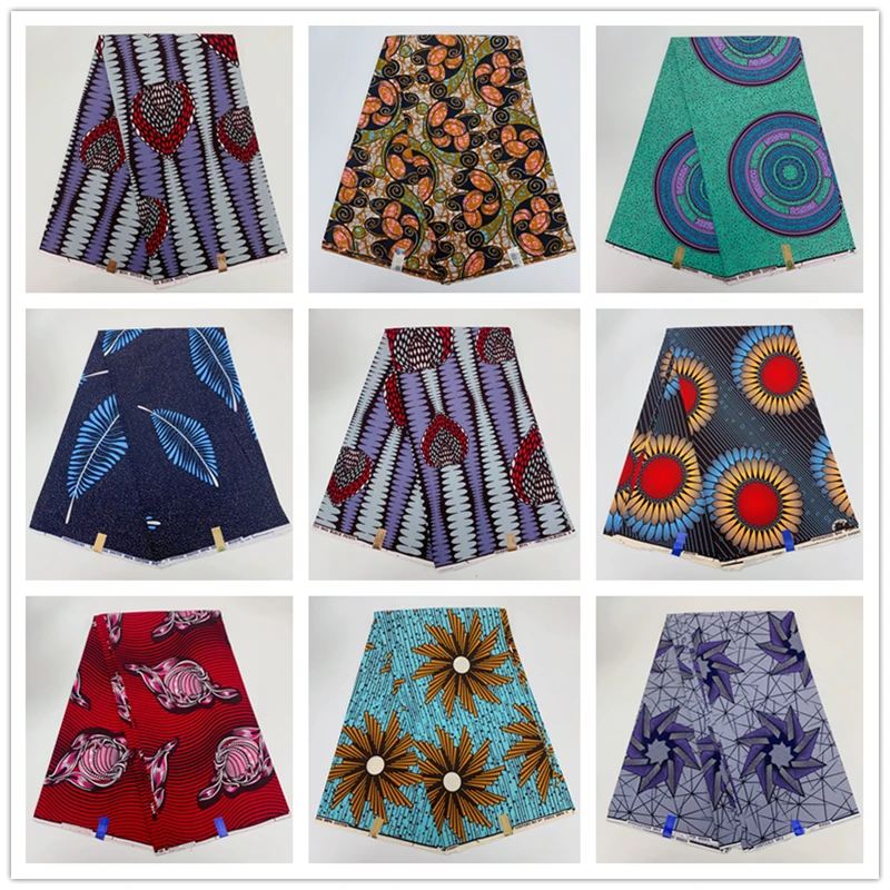 

6 Yards High Huality Ankara Fabric African Real Wax Print 100% Cotton Soft Tissus Wax Africain For Sewing Material K102002