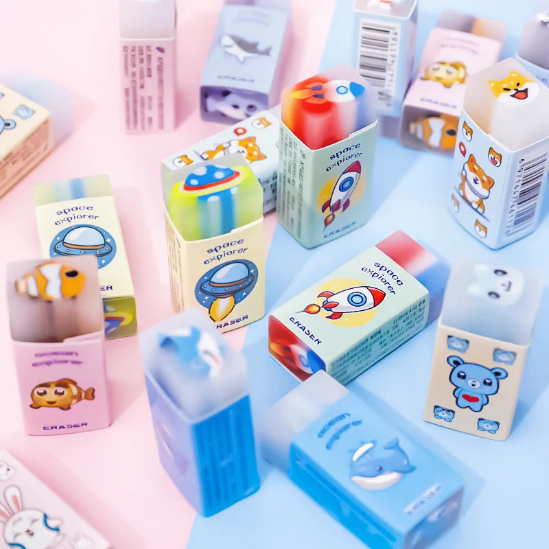 

12pc Cartoon Sandwich Eraser Student Stationery Prizes Cute Sea Animals Art Can Be Cut Drawing Eraser