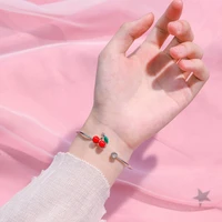 coconal trendy simple personality cherry bracelet for women sweet cute charm bracelet fashion jewelry girlfriend student gift