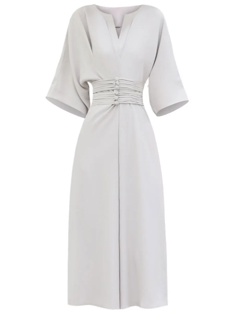 

Модное офисное женское платье с V-образным вырезом и коротким рукавом, облегающее платье с драпировкой на талии для девочек, роскошное облегающее платье на день рождения, подарок