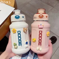 cute girls stainless steel vacuum thermos large capacity water bottle with straw portable leak proof sport thermal insulated cup