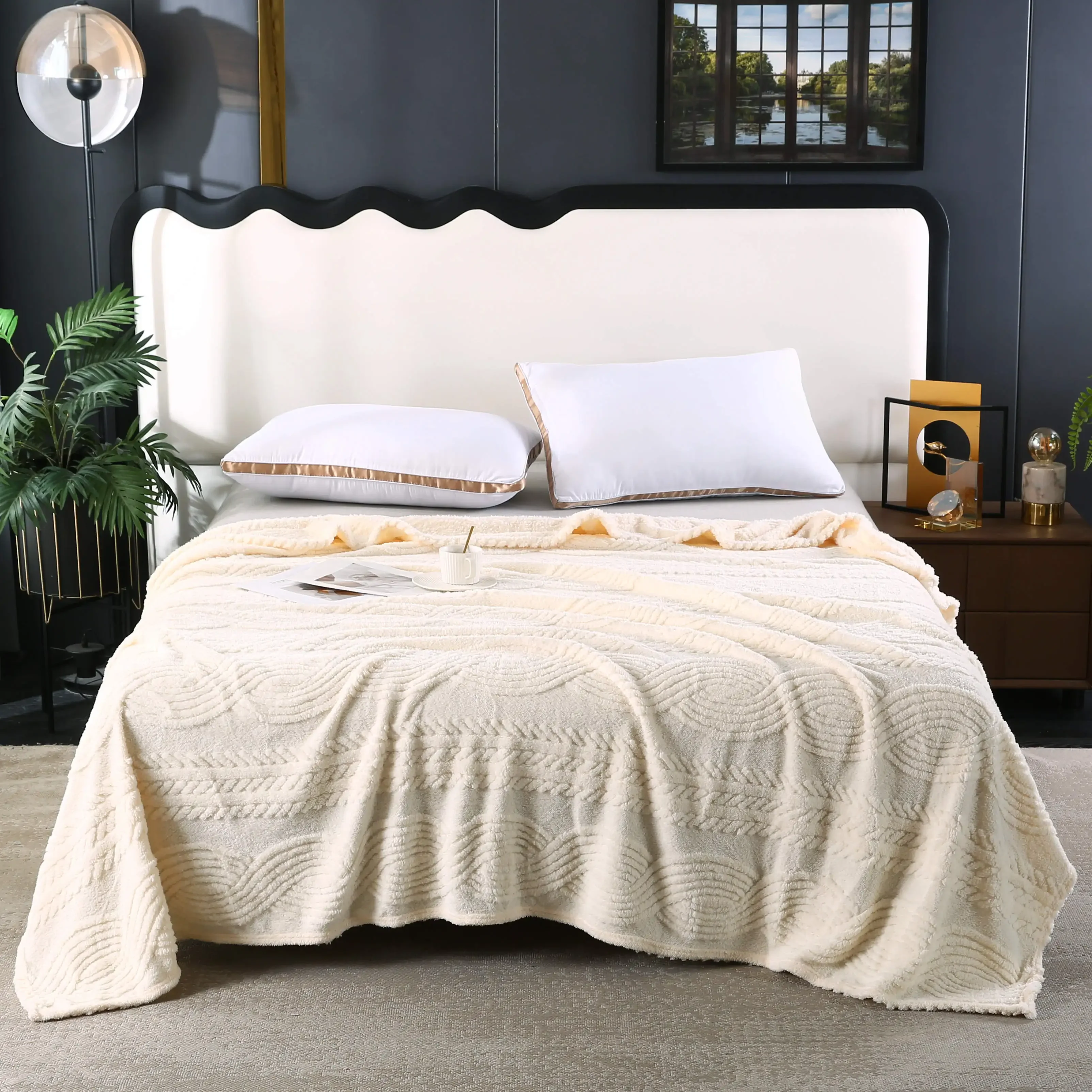 Простое однотонное резное одеяло весна-зима мягкое теплое покрывало домашний