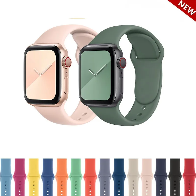 

Silicone strap For Apple Watch band series 7 6 5 4 3 SE 41mm 45mm 44mm 40mm 42mm 44mm 38/42mm correa watchband iWatch bracelet