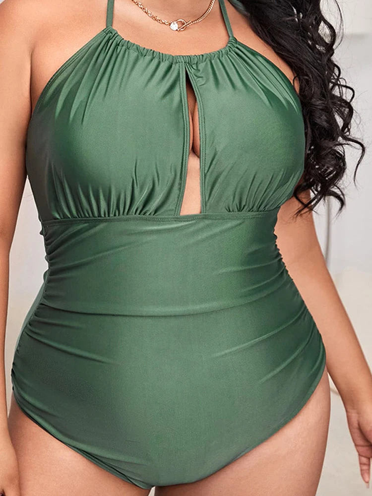 

2022 New One Piece Tankini Plus Size XL-6XL Swimwear Women Halter Monokini Swimsuit Push Up Bathing Suit Sexy Bodysuit