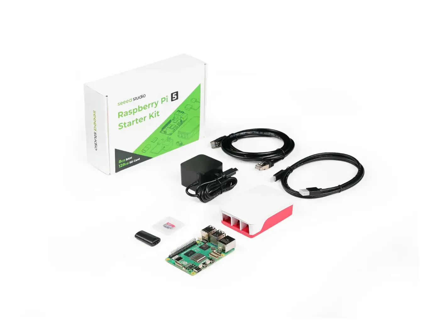 Фото Стартовый комплект SmCpRaspberry Pi 5 4GB 8GB 16GB с корпусом, вентилятором, SD-картой 128 ГБ, блоком питания, Micro HDMI и LAN-кабелем №2