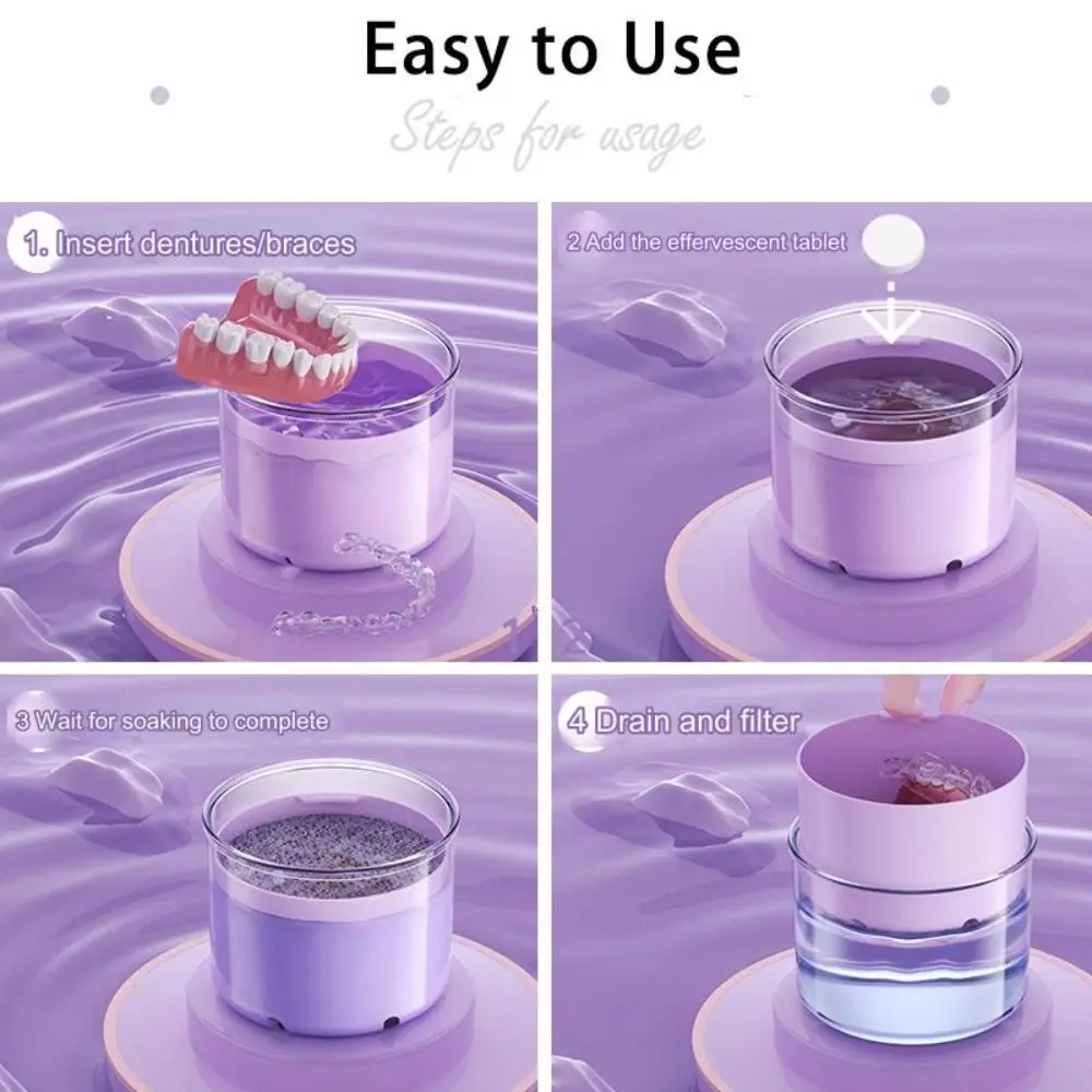 Пурпурная чашка для протезов с щеткой вместительный стакан новый материал