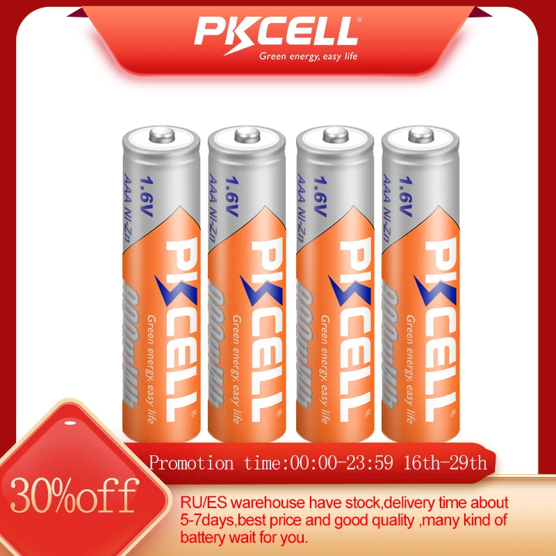 

Аккумуляторы PKCELL AAA 1,6 в Ni-Zn AAA, МВт/ч, 4 шт.