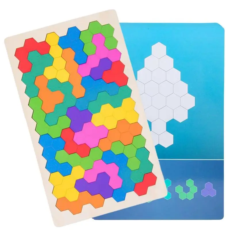 

Wooden Pattern Blocks Wooden Shape Puzzle Brain Teaser Puzzles Hexagon Jigsaw Kindergarten Enlightenment Logical Thinking