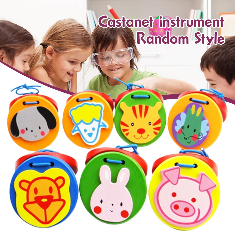 

Cartoon Wooden Castanets Baby Children Musical Toys Educational Toy For Kids Children's Musical Instruments Effective Brain Game