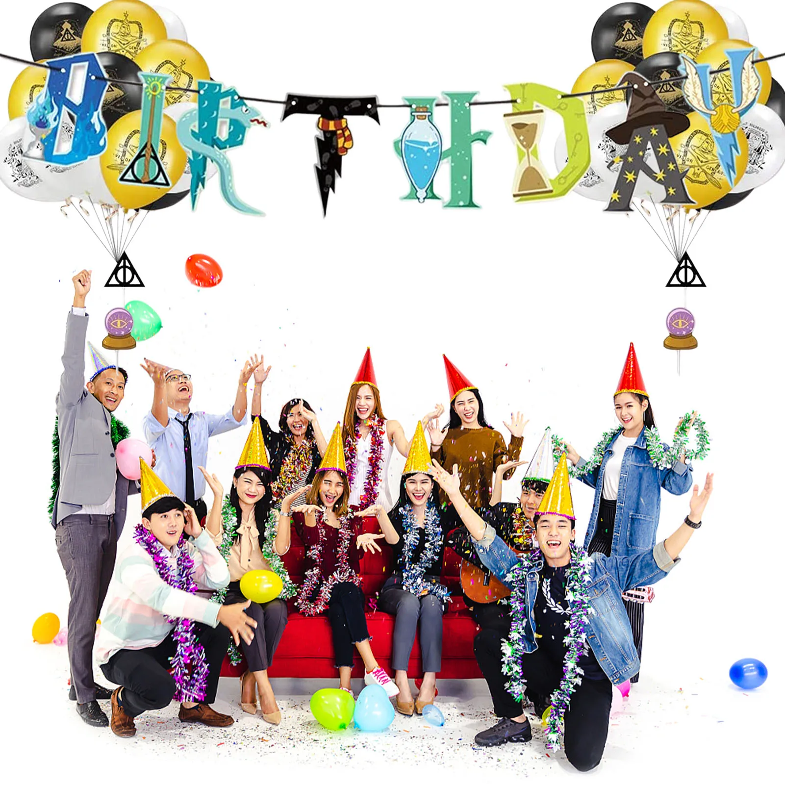 

Волшебный волшебник, товары для дня рождения, набор волшебных украшений для вечеринки, волшебные украшения для вечеринки, включая баннер, т...