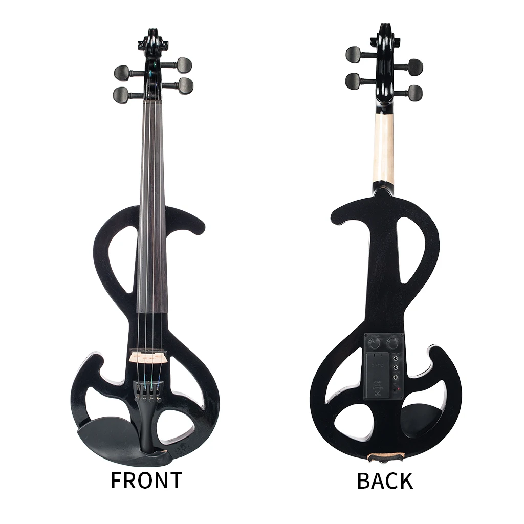 Electric Violin 4/4 Size Silent Fiddle Student Violin Accessories Brazilwood Bow Maple Bridge Triangle Strap Protecting Case SET enlarge