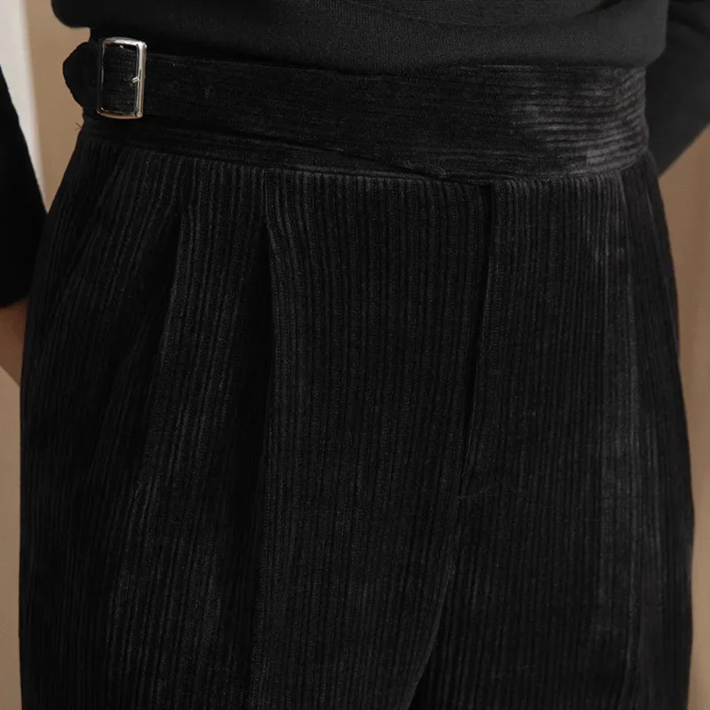 Вельветовые офисные Теплые повседневные брюки с высокой талией итальянские