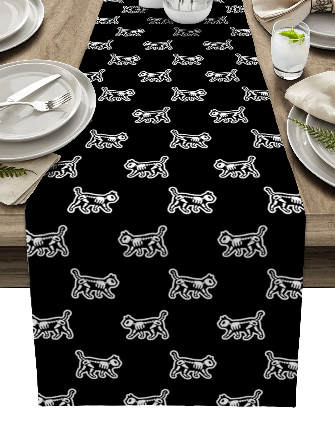 

Black Cat Skull Table Runner Decoration Home Decor Dinner Table Decoration Table Decor