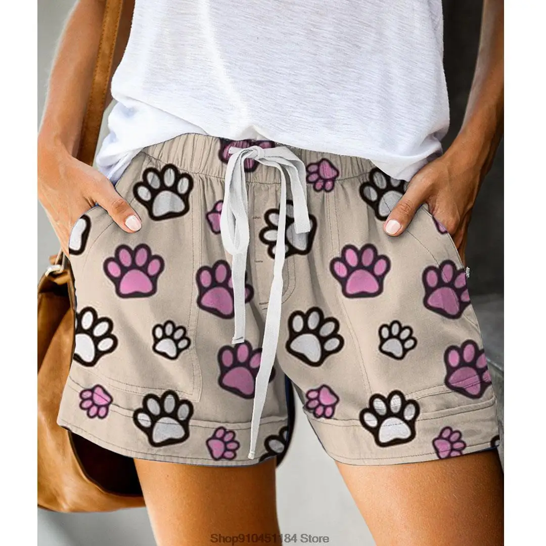 

Women Fashion Side Pockets Floral Print Shorts Summer Activewear Lounge Shorts With Pockets And Drawstring Loose Beach Shorts